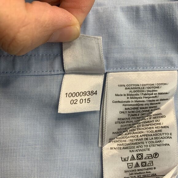 Brooks Brothers Shirt Mens 16 Breeze Blue Regent Dress Non Iron American Supima - Picture 11 of 13